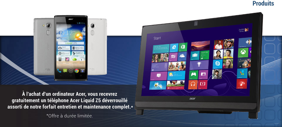 Produits | Pour un temps limité obtenir un Acer téléphone gratuit à l'achat d'un ordinateur Acer
